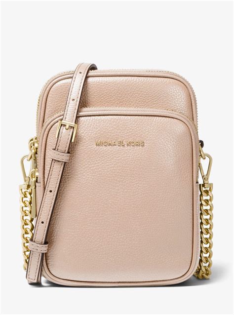 michael michael kors jet set large pebbled leather crossbody bag|Michael Kors jet set collection.